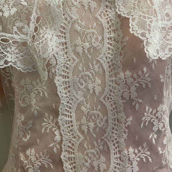 1980’s Gunne Sax Vintage Pink & Lace Dress Large - Picture 5 of 10